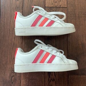 Adidas White and Pink Girl Sneakers size 11